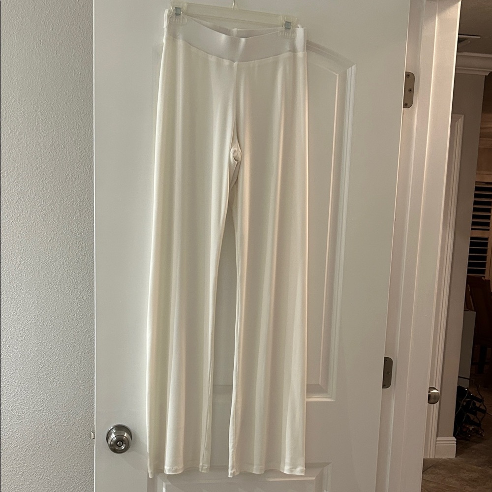 Elegant Cream Wide Leg Women's Pants
